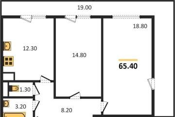 Фото №1: 2-комнатная квартира 65 м², 2/12 эт. - Краснодар, мкр. 9-й километр, ул. Ярославская, 115