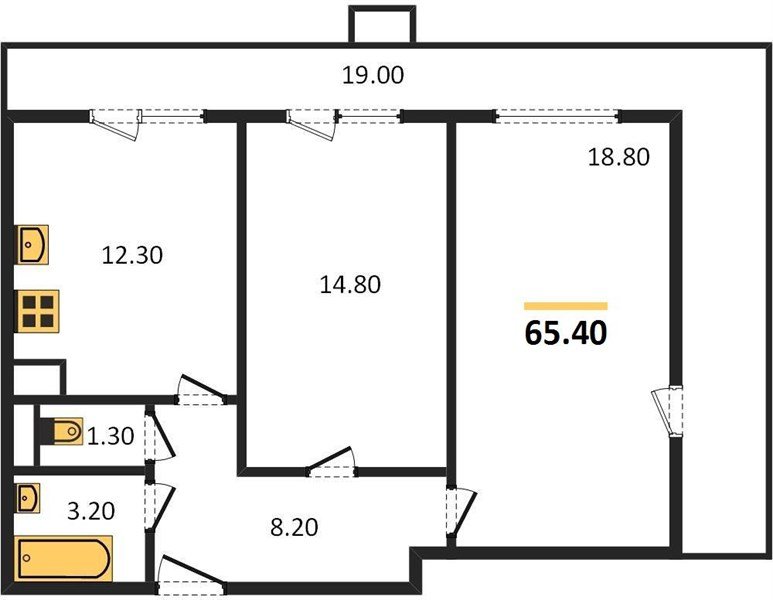 Фото №1: 2-комнатная квартира 65&nbsp;м², 2/12&nbsp;эт. - Краснодар, Прикубанский внутригородской округ, ЖК Небо, мкр. 9-й километр, ул. Ярославская, 115