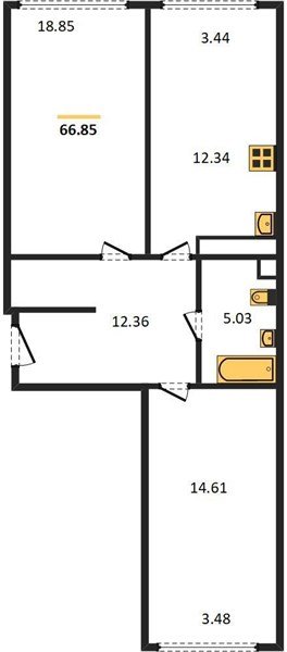 Фото №1: 2-комнатная квартира 66&nbsp;м², 3/24&nbsp;эт. - Краснодар, Центральный внутригородской округ, мкр. Черёмушки