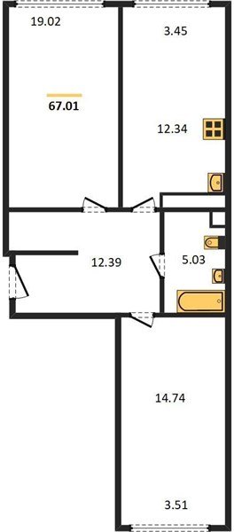 Фото №1: 2-комнатная квартира 67&nbsp;м², 14/24&nbsp;эт. - Краснодар, Центральный внутригородской округ, мкр. Черёмушки