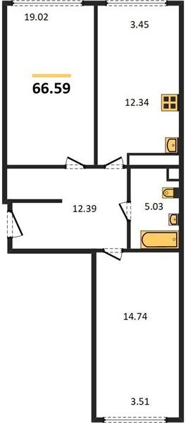 Фото №1: 2-комнатная квартира 67&nbsp;м², 16/24&nbsp;эт. - Краснодар, Центральный внутригородской округ, мкр. Черёмушки