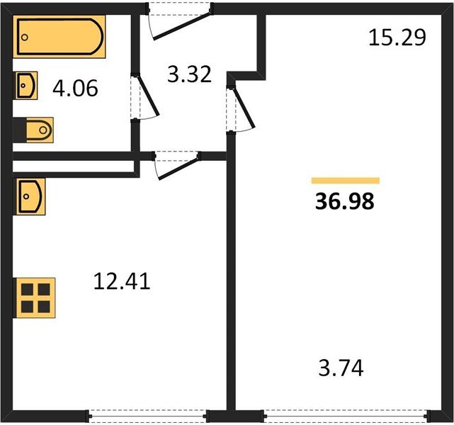 Фото №1: 1-комнатная квартира 37&nbsp;м², 12/24&nbsp;эт. - Краснодар, Центральный внутригородской округ, мкр. Черёмушки