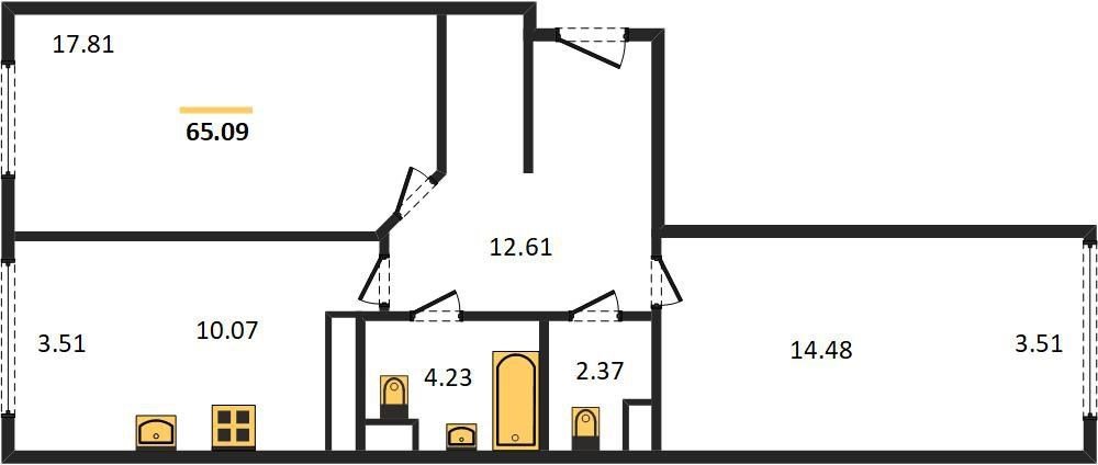 Фото №1: 2-комнатная квартира 65&nbsp;м², 8/24&nbsp;эт. - Краснодар, Центральный внутригородской округ, мкр. Черёмушки