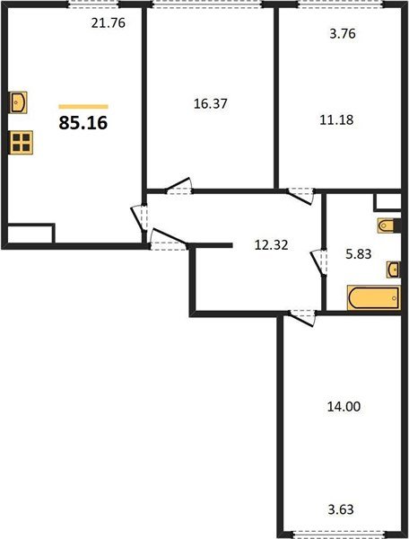 Фото №1: 3-комнатная квартира 84&nbsp;м², 19/24&nbsp;эт. - Краснодар, Центральный внутригородской округ, мкр. Черёмушки