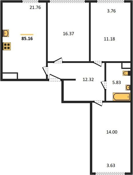 Фото №1: 3-комнатная квартира 84&nbsp;м², 20/24&nbsp;эт. - Краснодар, Центральный внутригородской округ, мкр. Черёмушки