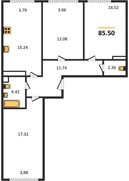 Фото №1: 3-комнатная квартира 85&nbsp;м², 11/24&nbsp;эт. - Краснодар, Центральный внутригородской округ, мкр. Черёмушки
