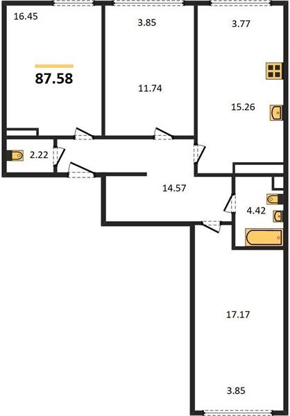 Фото №1: 3-комнатная квартира 87&nbsp;м², 12/24&nbsp;эт. - Краснодар, Центральный внутригородской округ, мкр. Черёмушки
