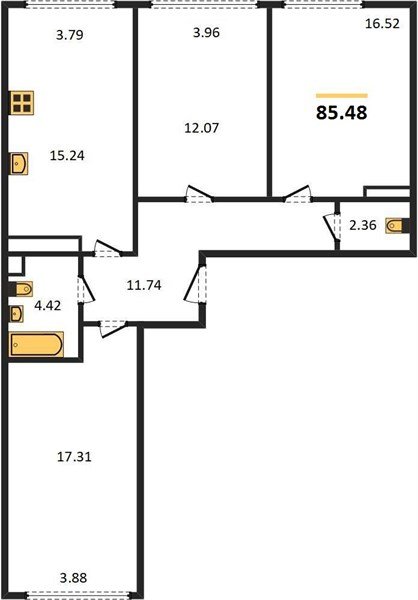 Фото №1: 3-комнатная квартира 85&nbsp;м², 11/24&nbsp;эт. - Краснодар, Центральный внутригородской округ, мкр. Черёмушки