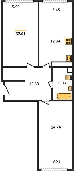 Фото №1: 2-комнатная квартира 67&nbsp;м², 3/24&nbsp;эт. - Краснодар, Центральный внутригородской округ, мкр. Черёмушки