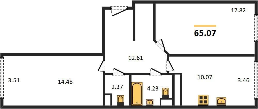Фото №1: 2-комнатная квартира 65&nbsp;м², 13/24&nbsp;эт. - Краснодар, Центральный внутригородской округ, мкр. Черёмушки