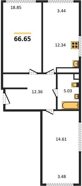 Фото №1: 2-комнатная квартира 66&nbsp;м², 3/24&nbsp;эт. - Краснодар, Центральный внутригородской округ, мкр. Черёмушки