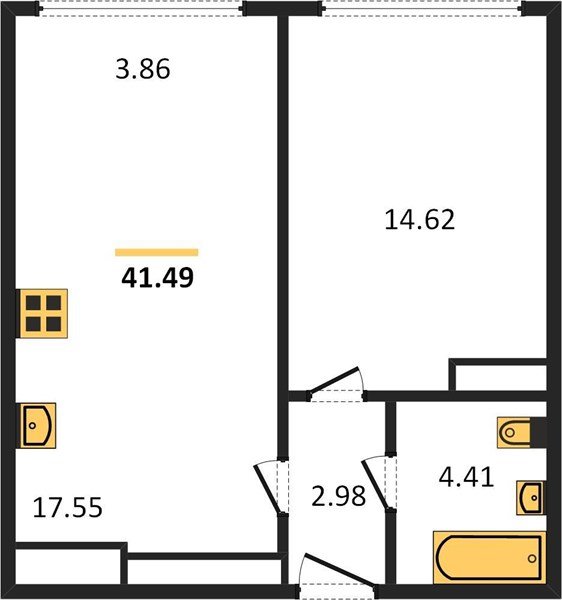 Фото №1: 1-комнатная квартира 41&nbsp;м², 22/24&nbsp;эт. - Краснодар, Центральный внутригородской округ, мкр. Черёмушки