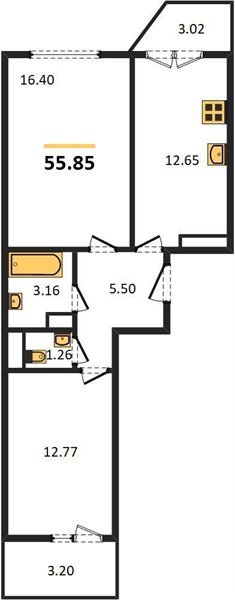 Фото №1: 2-комнатная квартира 55&nbsp;м², 17/24&nbsp;эт. - Краснодар, Прикубанский внутригородской округ, мкр. Музыкальный, ул. имени И.И. Дунаевского