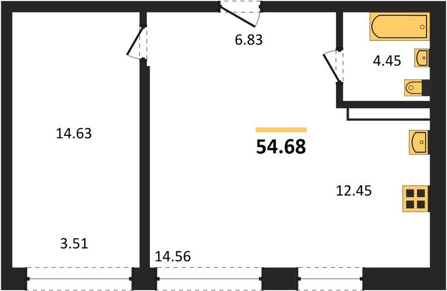 Фото №1: 2-комнатная квартира 54&nbsp;м², 14/24&nbsp;эт. - Краснодар, Центральный внутригородской округ, мкр. Черёмушки