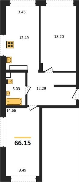 Фото №1: 2-комнатная квартира 66&nbsp;м², 16/24&nbsp;эт. - Краснодар, Центральный внутригородской округ, мкр. Черёмушки