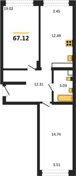 Фото №1: 2-комнатная квартира 67&nbsp;м², 12/24&nbsp;эт. - Краснодар, Центральный внутригородской округ, мкр. Черёмушки