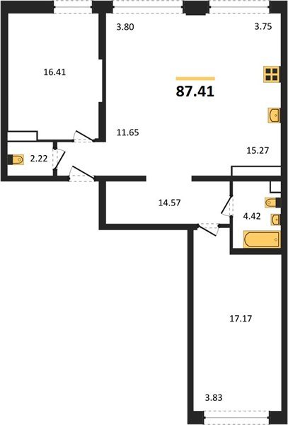 Фото №1: 3-комнатная квартира 87&nbsp;м², 3/24&nbsp;эт. - Краснодар, Центральный внутригородской округ, мкр. Черёмушки