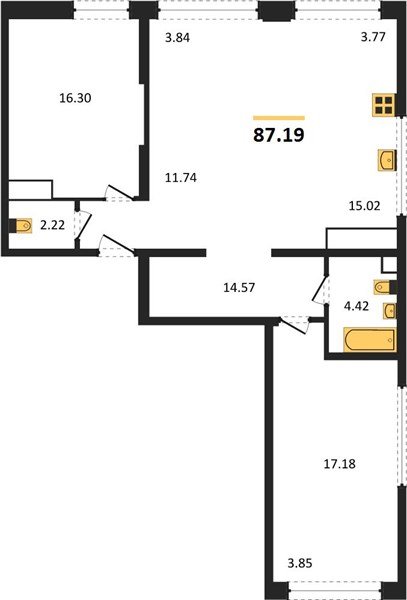 Фото №1: 3-комнатная квартира 87&nbsp;м², 20/24&nbsp;эт. - Краснодар, Центральный внутригородской округ, мкр. Черёмушки