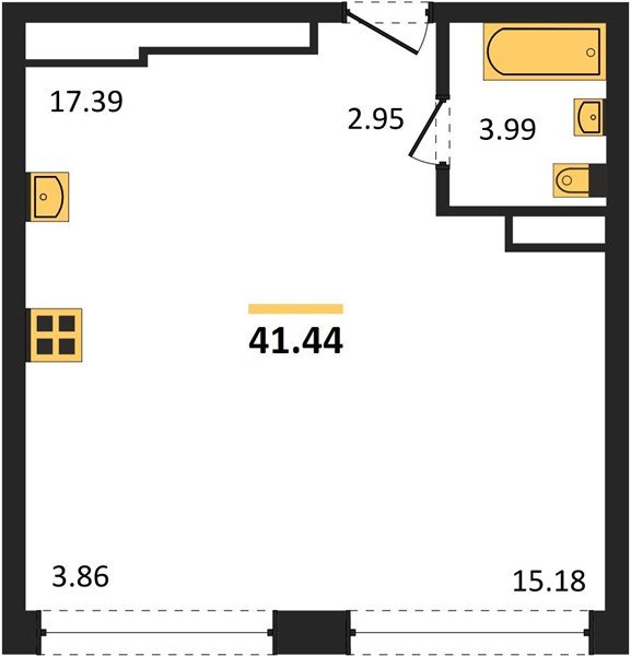 Фото №1: 1-комнатная квартира 41&nbsp;м², 22/24&nbsp;эт. - Краснодар, Центральный внутригородской округ, мкр. Черёмушки