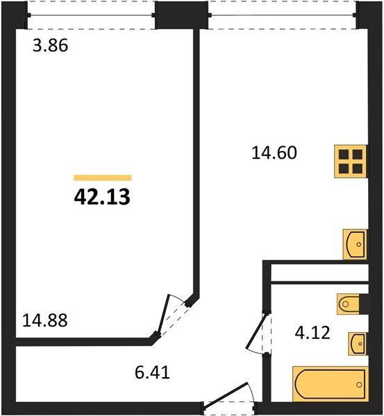 Фото №1: 1-комнатная квартира 42&nbsp;м², 13/24&nbsp;эт. - Краснодар, Центральный внутригородской округ, мкр. Черёмушки