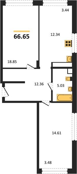 Фото №1: 2-комнатная квартира 66&nbsp;м², 5/24&nbsp;эт. - Краснодар, Центральный внутригородской округ, мкр. Черёмушки
