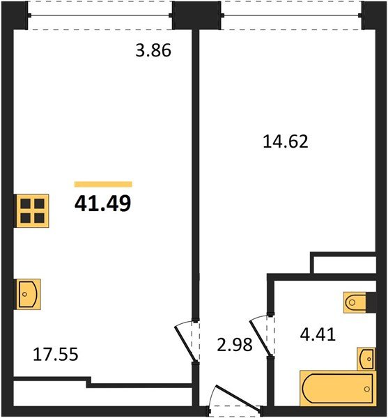 Фото №1: 1-комнатная квартира 41&nbsp;м², 23/24&nbsp;эт. - Краснодар, Центральный внутригородской округ, мкр. Черёмушки
