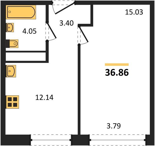 Фото №1: 1-комнатная квартира 36&nbsp;м², 20/24&nbsp;эт. - Краснодар, Центральный внутригородской округ, мкр. Черёмушки