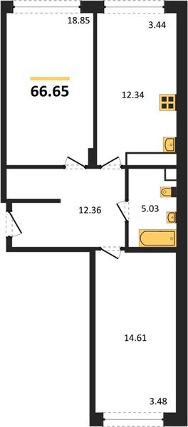 Фото №1: 2-комнатная квартира 66&nbsp;м², 4/24&nbsp;эт. - Краснодар, Центральный внутригородской округ, мкр. Черёмушки