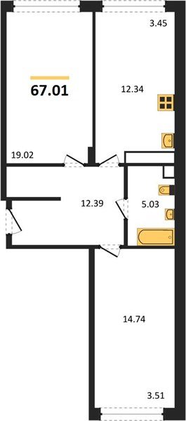 Фото №1: 2-комнатная квартира 67&nbsp;м², 3/24&nbsp;эт. - Краснодар, Центральный внутригородской округ, мкр. Черёмушки