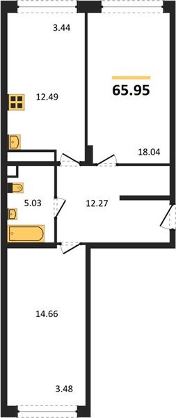 Фото №1: 2-комнатная квартира 66&nbsp;м², 3/24&nbsp;эт. - Краснодар, Центральный внутригородской округ, мкр. Черёмушки