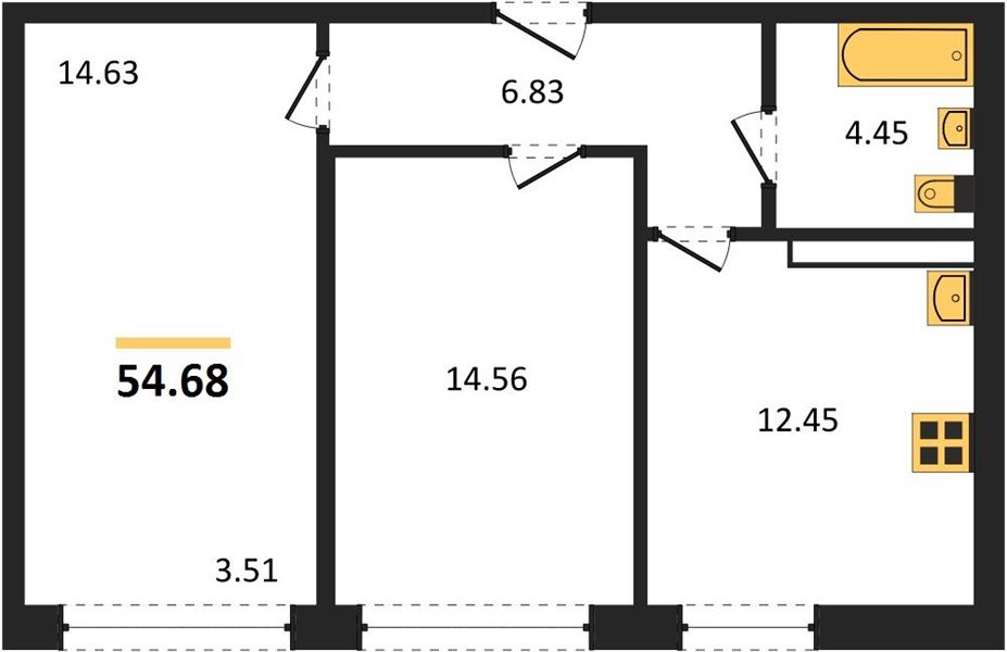 Фото №1: 2-комнатная квартира 54&nbsp;м², 14/24&nbsp;эт. - Краснодар, Центральный внутригородской округ, мкр. Черёмушки