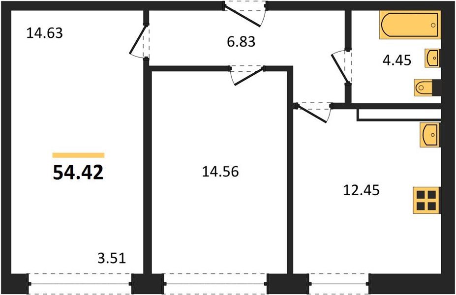 Фото №1: 2-комнатная квартира 54&nbsp;м², 16/24&nbsp;эт. - Краснодар, Центральный внутригородской округ, мкр. Черёмушки