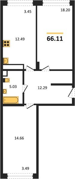 Фото №1: 2-комнатная квартира 66&nbsp;м², 17/24&nbsp;эт. - Краснодар, Центральный внутригородской округ, мкр. Черёмушки