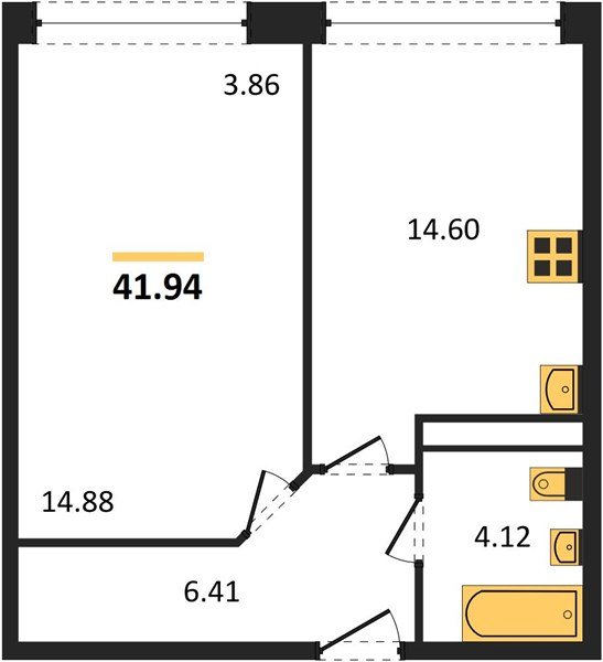 Фото №1: 1-комнатная квартира 42&nbsp;м², 12/24&nbsp;эт. - Краснодар, Центральный внутригородской округ, мкр. Черёмушки