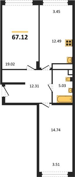 Фото №1: 2-комнатная квартира 67&nbsp;м², 8/24&nbsp;эт. - Краснодар, Центральный внутригородской округ, мкр. Черёмушки