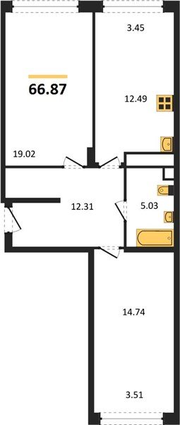 Фото №1: 2-комнатная квартира 67&nbsp;м², 16/24&nbsp;эт. - Краснодар, Центральный внутригородской округ, мкр. Черёмушки