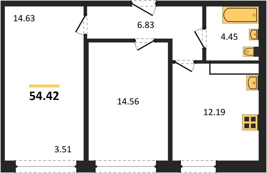 Фото №1: 2-комнатная квартира 54&nbsp;м², 24/24&nbsp;эт. - Краснодар, Центральный внутригородской округ, мкр. Черёмушки