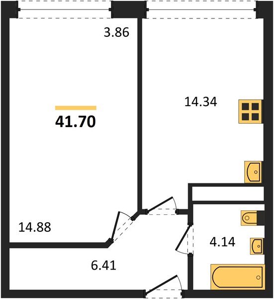 Фото №1: 1-комнатная квартира 41&nbsp;м², 24/24&nbsp;эт. - Краснодар, Центральный внутригородской округ, мкр. Черёмушки
