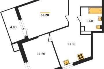Фото №1: 2-комнатная квартира 63 м², 9/18 эт. - Краснодар, мкр. Парк Победы,