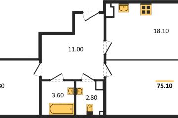 Фото №1: 2-комнатная квартира 75 м², 5/18 эт. - Краснодар, мкр. Парк Победы,