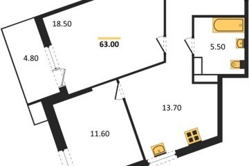 Фото №1: 2-комнатная квартира 63 м², 13/18 эт. - Краснодар, мкр. Парк Победы,