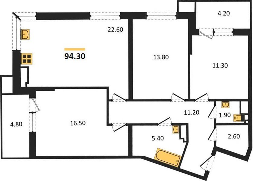 Фото №1: 3-комнатная квартира 94&nbsp;м², 14/18&nbsp;эт. - Краснодар, Прикубанский внутригородской округ, мкр. Парк Победы
