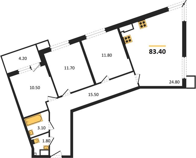 Фото №1: 3-комнатная квартира 83&nbsp;м², 12/18&nbsp;эт. - Краснодар, Прикубанский внутригородской округ, мкр. Парк Победы