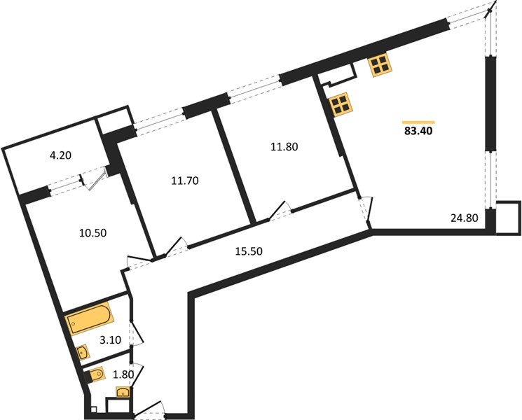 Фото №1: 3-комнатная квартира 83&nbsp;м², 16/18&nbsp;эт. - Краснодар, Прикубанский внутригородской округ, мкр. Парк Победы