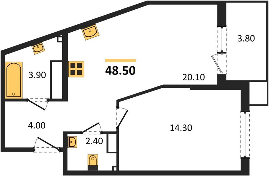 Фото №1: 1-комнатная квартира 48&nbsp;м², 11/18&nbsp;эт. - Краснодар, Прикубанский внутригородской округ, мкр. Парк Победы