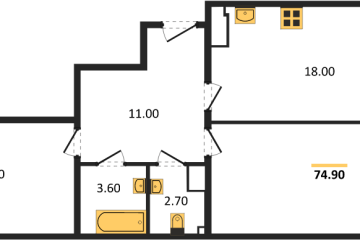 Фото №1: 2-комнатная квартира 74 м², 11/18 эт. - Краснодар, мкр. Парк Победы,