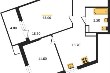 Фото №1: 2-комнатная квартира 63 м², 17/18 эт. - Краснодар, мкр. Парк Победы,