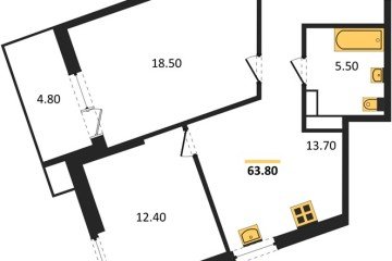 Фото №1: 2-комнатная квартира 63 м², 18/18 эт. - Краснодар, мкр. Парк Победы,