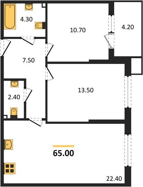 Фото №1: 2-комнатная квартира 65&nbsp;м², 2/18&nbsp;эт. - Краснодар, Прикубанский внутригородской округ, мкр. Парк Победы