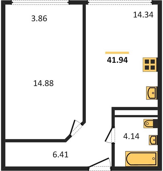 Фото №1: 1-комнатная квартира 42&nbsp;м², 24/24&nbsp;эт. - Краснодар, Центральный внутригородской округ, мкр. Черёмушки, ул. Обрывная, 132/1к4